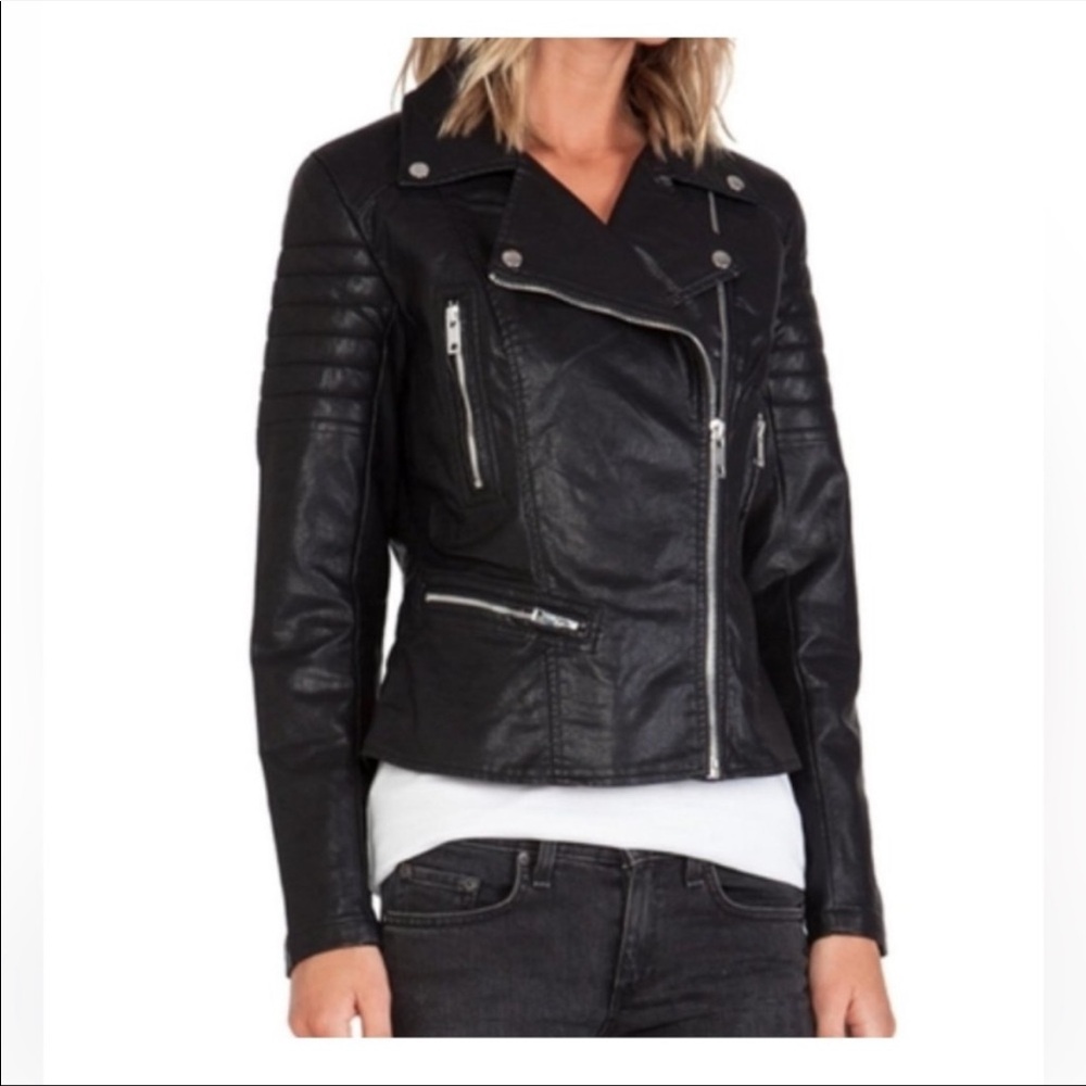 Blank NYC Women’s Black Quilted Faux Leather Moto Jacket in XS